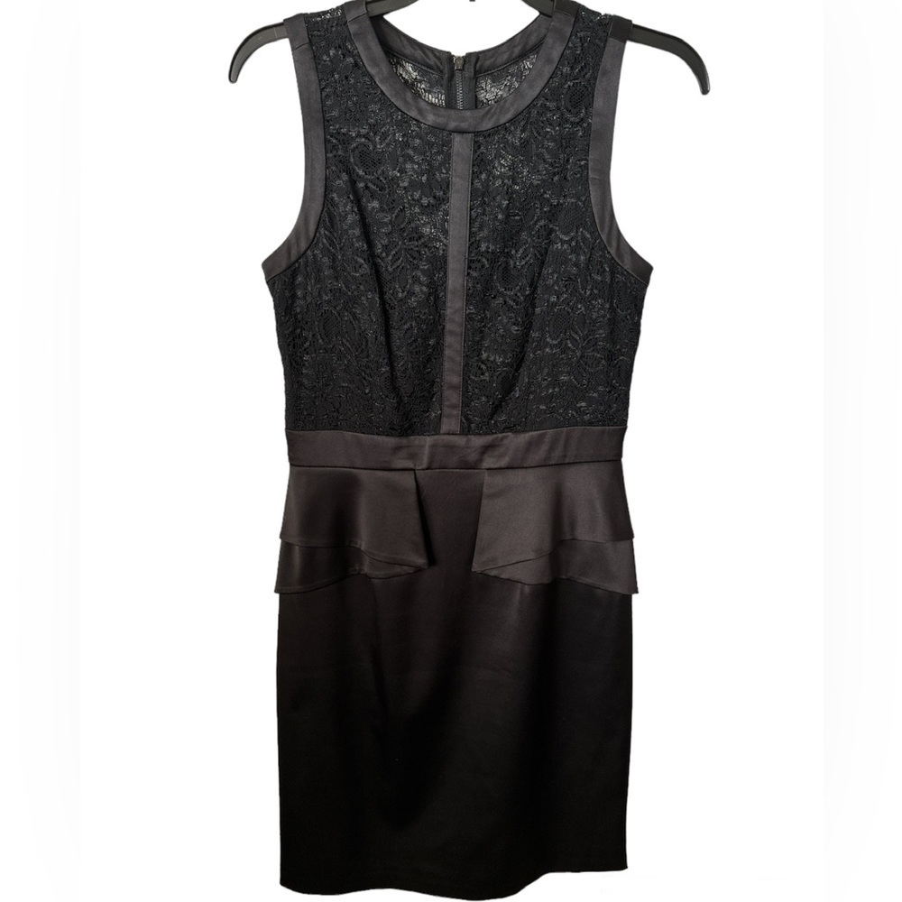 VINCE CAMUTO Black Satin & Lace Sleeveless Mini Wedding Cocktail Dress Size 4